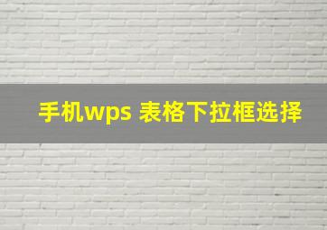 手机wps 表格下拉框选择